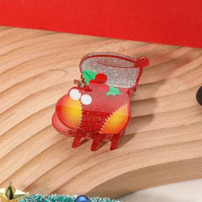 Fashnzfab Christmas Socks Hair Claw Clip In Red