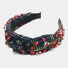 Fashnzfab Christmas Socks Pearl Stone Embellished Knot Burnout Check Patterned Headband In Green
