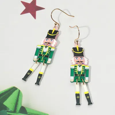 Fashnzfab Christmas Soldier Nutcracker Dangle Earrings In Green