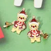 Fashnzfab Christmas Teddy Bear Earrings In Brown