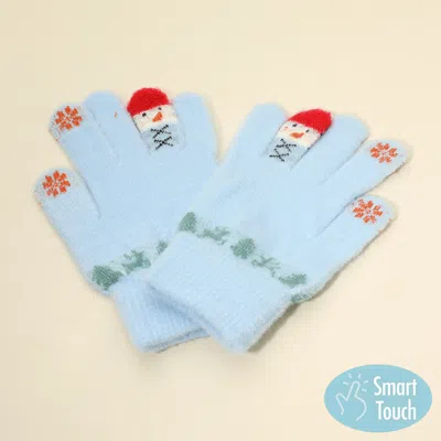 Fashnzfab Christmas Theme Pattern Smart Touch Winter Gloves In Blue
