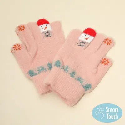 Fashnzfab Christmas Theme Pattern Smart Touch Winter Gloves In Pink