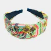 Fashnzfab Christmas Theme Print Fabric Burnout Knot Headband In Red