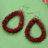 Fashnzfab Christmas Tinsel Open Teardrop Dangle Earrings In Red