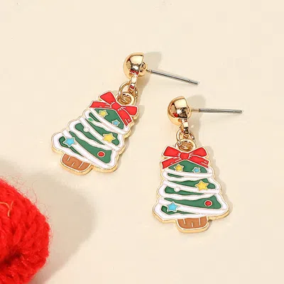 Fashnzfab Christmas Tree Dangle Earrings In Metallic