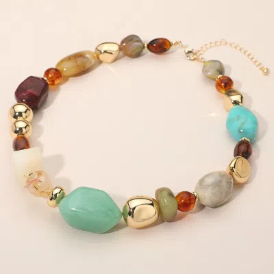 Fashnzfab Chunky Abstract Beaded Statement Necklace In Multi