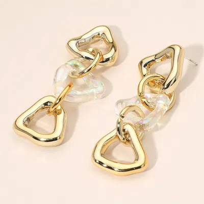 Fashnzfab Chunky Abstract Link Drop Statement Earrings In Gold
