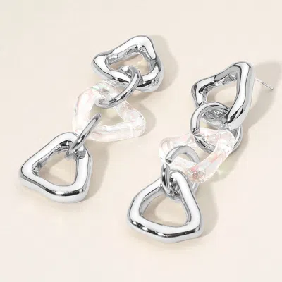 Fashnzfab Chunky Abstract Link Drop Statement Earrings In Metallic
