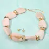 Fashnzfab Chunky Abstract Marbled Stone Beaded Statement Necklace In Neutral