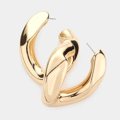 Fashnzfab Chunky Abstract Metal Earrings In Gold