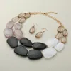 Fashnzfab Chunky Abstract Resin Beaded Layered Statement Necklace In Black