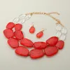 Fashnzfab Chunky Abstract Resin Beaded Layered Statement Necklace In Pink