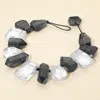 Fashnzfab Chunky Abstract Resin Stone Beaded Statement Necklace In Black