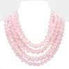 Fashnzfab Chunky Acrylic Ball Beaded Multi Layered Faux Leather Magnetic Necklace In Pink