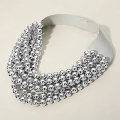 Fashnzfab Chunky Acrylic Ball Beaded Multi Layered Faux Leather Magnetic Necklace