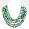 Fashnzfab Chunky Acrylic Ball Beaded Multi Layered Faux Leather Magnetic Necklace In Green