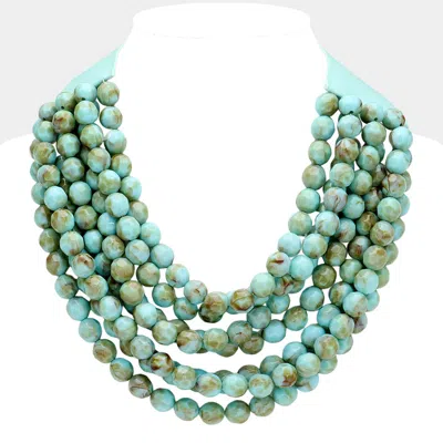 Fashnzfab Chunky Acrylic Ball Beaded Multi Layered Faux Leather Magnetic Necklace In Green
