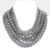 Fashnzfab Chunky Acrylic Ball Beaded Multi Layered Faux Leather Magnetic Necklace In Gray