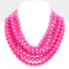 Fashnzfab Chunky Acrylic Ball Beaded Multi Layered Faux Leather Magnetic Necklace In Pink
