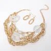 Fashnzfab Chunky Acrylic Ball Textured Chain Layered Statement Necklace In Gold
