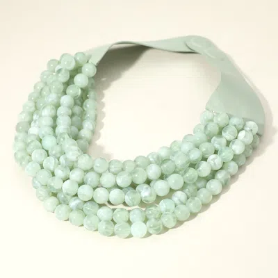 Fashnzfab Chunky Acrylic Beaded Multi Layered Faux Leather Magnetic Necklace In Green