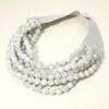 Fashnzfab Chunky Acrylic Beaded Multi Layered Faux Leather Magnetic Necklace In Metallic