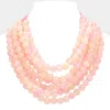 Fashnzfab Chunky Acrylic Beaded Multi Layered Faux Leather Magnetic Necklace In Pink