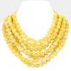 Fashnzfab Chunky Acrylic Beaded Multi Layered Faux Leather Magnetic Necklace In Yellow