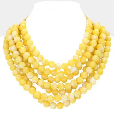 Fashnzfab Chunky Acrylic Beaded Multi Layered Faux Leather Magnetic Necklace In Yellow