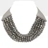 Fashnzfab Chunky Acrylic Beaded Multi Layered Faux Leather Necklace In Multi