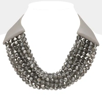 Fashnzfab Chunky Acrylic Beaded Multi Layered Faux Leather Necklace
