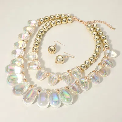 Fashnzfab Chunky Beaded Double Layered Statement Necklace In Multi