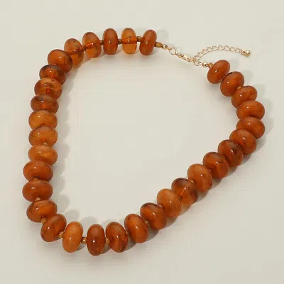 Fashnzfab Chunky Beaded Statement Necklace In Brown