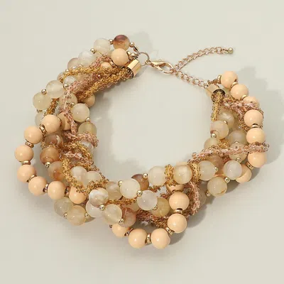 Fashnzfab Chunky Beaded Twisted Statement Necklace In Silver