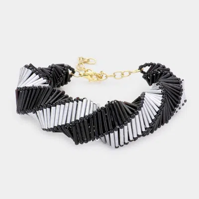 Fashnzfab Chunky Beads Abstract Spiral Bracelet Black, Multi