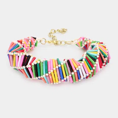 Fashnzfab Chunky Beads Abstract Spiral Bracelet In Multi