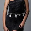 Fashnzfab Chunky Boho Embossed Coin Flower Sand Dollar Medallion Charm Station Waist Chain Belt In Metallic