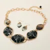 Fashnzfab Chunky Bold Resin Pebble Plate Link Statement Necklace In Gold