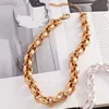 Fashnzfab Chunky Brushed Metal Chain Necklace In Multi