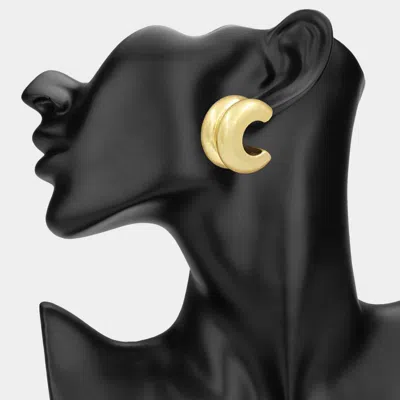 Fashnzfab Chunky Brushed Metal Hoop Earrings In Gold