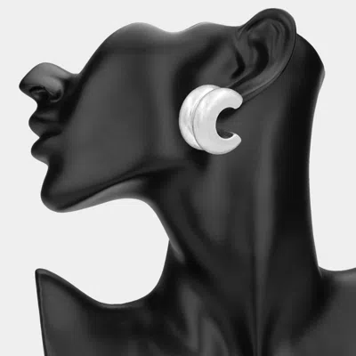 Fashnzfab Chunky Brushed Metal Hoop Earrings In Silver