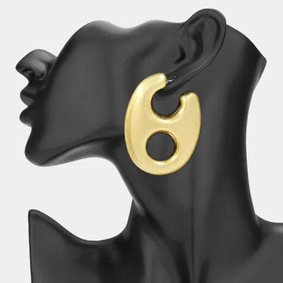 Fashnzfab Chunky Brushed Metal Mariner Link Earrings In Gold