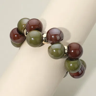 Fashnzfab Chunky Bubble Beaded Stretch Bracelet In Brown
