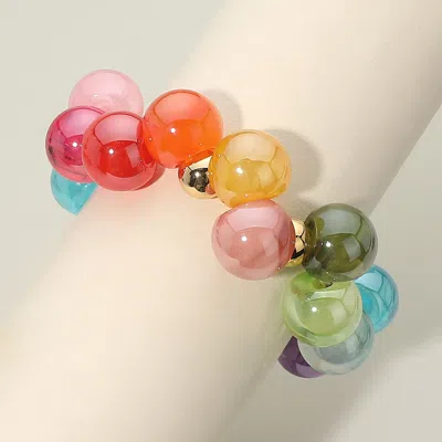 Fashnzfab Chunky Bubble Beaded Stretch Bracelet In Pink