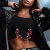 Fashnzfab Chunky Bubble Beads Cluster Accent Adjustable Long Necklace In Brown