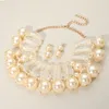 Fashnzfab Chunky Celluloid Acetate Bar Pearl Statement Necklace In Neutral