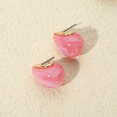 Fashnzfab Chunky Celluloid Acetate Dome Teardrop Earrings In Pink
