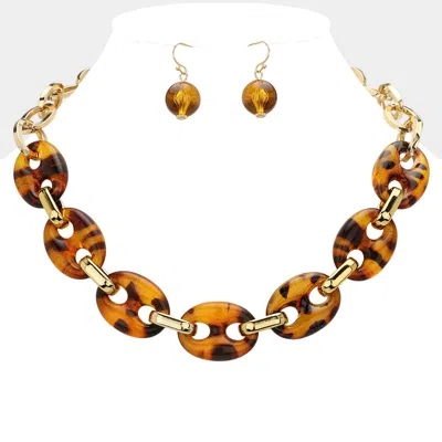 Fashnzfab Chunky Celluloid Acetate Mariner Link Necklace In Multi