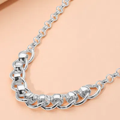 Fashnzfab Chunky Chain Link Necklace In Silver