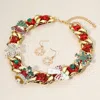 Fashnzfab Chunky Christmas Bell Snowman Bow Tree Truck Snowflake Necklace In Gold